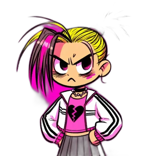 jacket, hair, cartoon, concept art, anime, cyberpunk, neon, animated transparent PNG cut-out