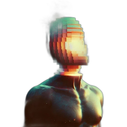 robot, mask, face, crown, 3d render, cyberpunk, vaporwave, pixel art transparent PNG cut-out