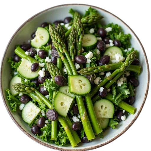 food, asparagus, salad, filled, incredible, creamy, cucumber, black transparent PNG cut-out