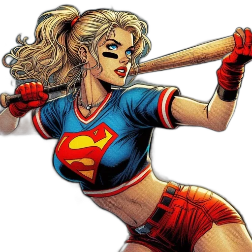 comic book art, cartoon, concept art, fantasy art, supergirl, dressed, blue, jersey transparent PNG cut-out