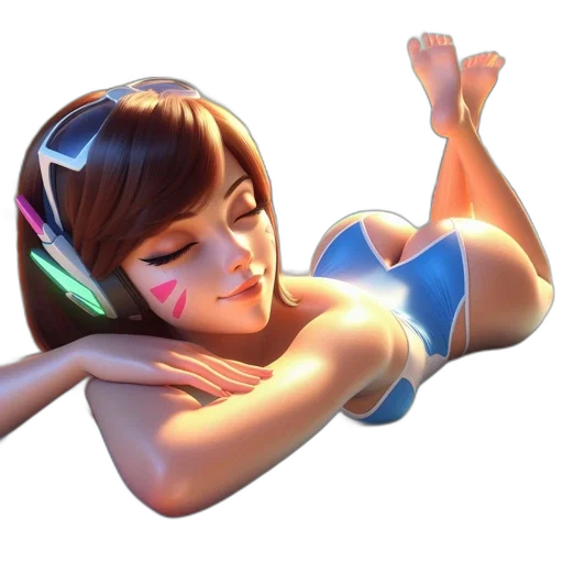 3d render, concept art, photorealistic, fantasy art, female, character, lounges, pool transparent PNG cut-out