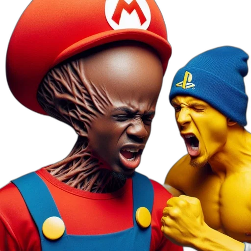 hat, mask, creature, face, concept art, 3d render, comic book art, two transparent PNG cut-out
