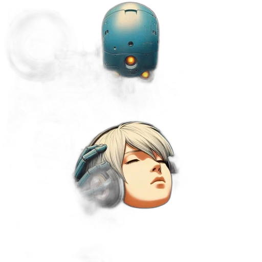 robot, face, mask, staff, concept art, pixel art, 3d render, cyberpunk transparent PNG cut-out