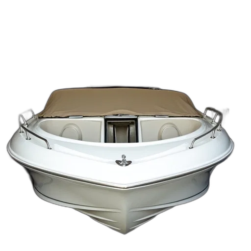 crown, 3d render, white, speedboat, beige, top, parked, inside transparent PNG cut-out