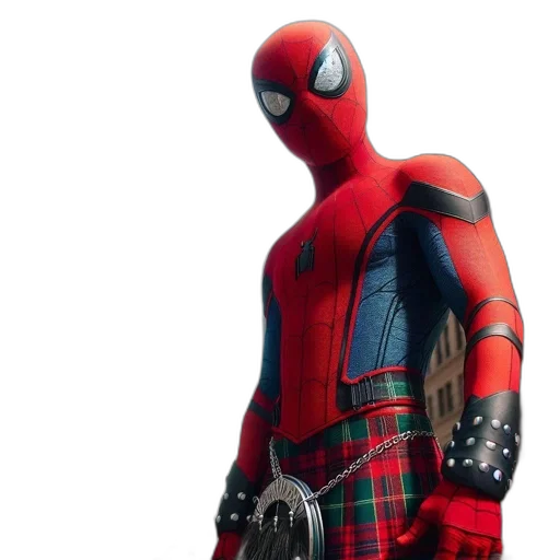 jacket, mask, concept art, 3d render, comic book art, spider-man, stands, urban transparent PNG cut-out