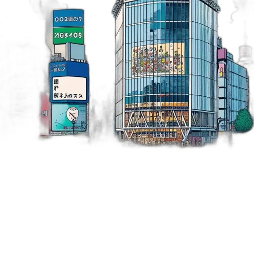 building, bottle, concept art, 3d render, pixel art, photorealistic, city street, blue transparent PNG cut-out