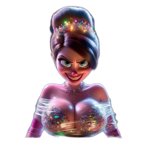 dress, jewelry, crown, mask, 3d render, concept art, vaporwave, pixel art transparent PNG cut-out