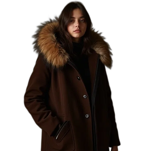 jacket, earth tones, person, coat, dark, brown, sued, mink transparent PNG cut-out