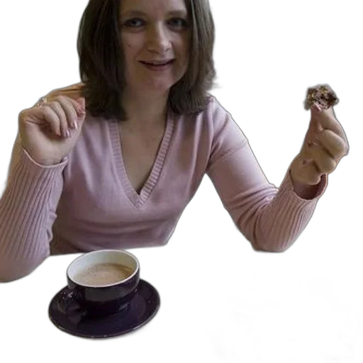 staff, jewelry, food, 3d render, photorealistic, woman, pink, sweater transparent PNG cut-out
