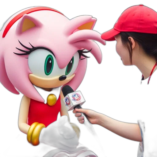 3d render, concept art, vaporwave, animated, character, resembling, amy, rose transparent PNG cut-out