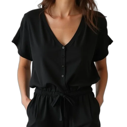 dress, jacket, dark, monochrome, woman, wearing, black, v-neck transparent PNG cut-out