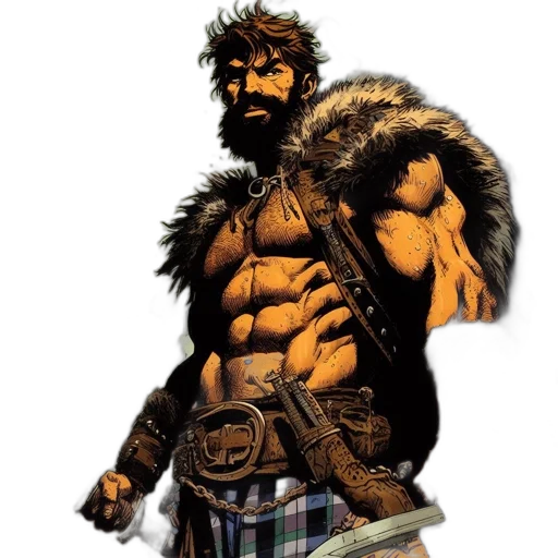 sword, comic book art, concept art, fantasy art, bustling, marketplace, bearded, warrior transparent PNG cut-out