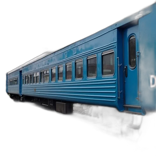3d render, photorealistic, blue, train, letters, drs, side, parked transparent PNG cut-out
