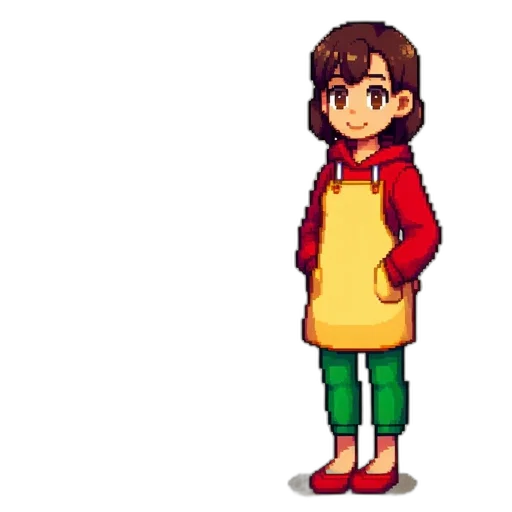 staff, jacket, dress, pixel art, anime, concept art, cartoon, red transparent PNG cut-out