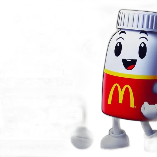 food, robot, bottle, 3d render, concept art, photorealistic, cartoon, pill-bottle transparent PNG cut-out