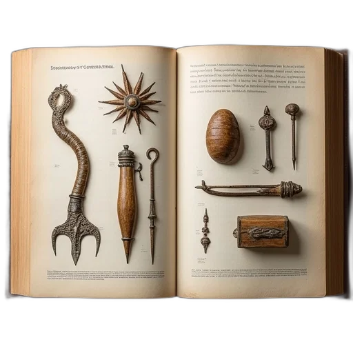 sword, weapon, staff, jewelry, concept art, fantasy art, photorealistic, double-page transparent PNG cut-out