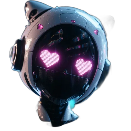 robot, mask, weapon, face, cyberpunk, 3d render, concept art, vaporwave transparent PNG cut-out