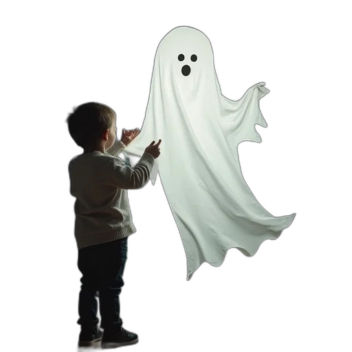 creature, mask, dress, 3d render, concept art, little, boy, playing transparent PNG cut-out