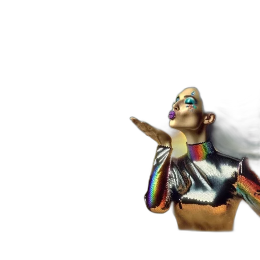 jacket, robot, dragon, staff, 3d render, concept art, vaporwave, outer space transparent PNG cut-out