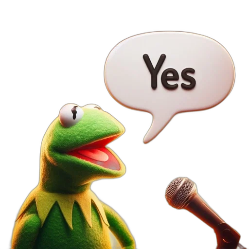kermit, frog, dressed, his, green, costume, holds, microphone transparent PNG cut-out