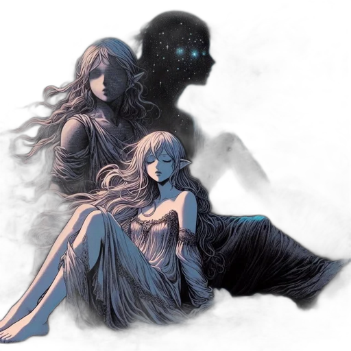 concept art, fantasy art, comic book art, watercolor, outer space, night, snow, underwater transparent PNG cut-out