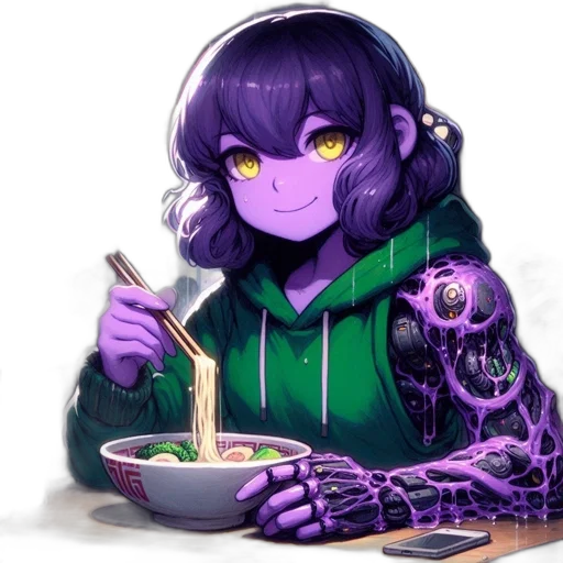 food, robot, creature, animal, pixel art, cyberpunk, anime, concept art transparent PNG cut-out