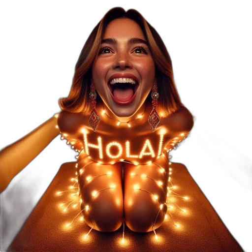 jewelry, neon lights, woman, limousine, wears, hola, string, lights transparent PNG cut-out