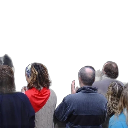 staff, hair, mask, jacket, fog, crowd, people, standing transparent PNG cut-out