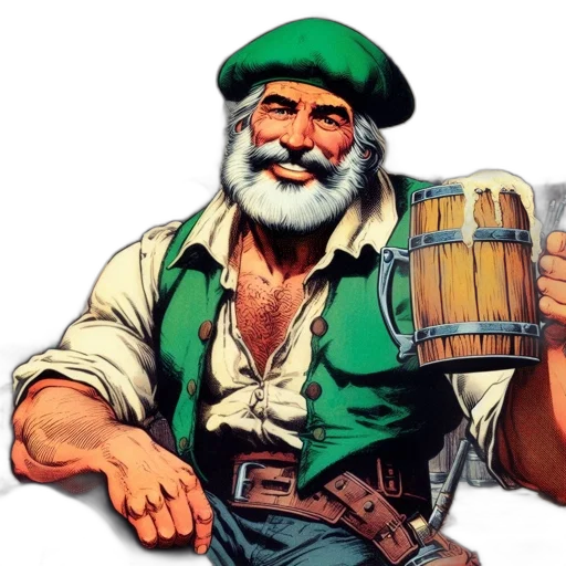 fantasy art, concept art, pixel art, older, gentleman, rustic, setting, drinks transparent PNG cut-out