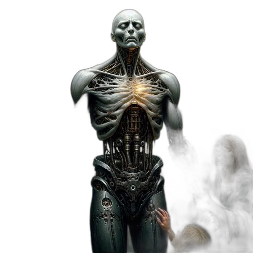 robot, creature, concept art, cyberpunk, comic book art, fantasy art, towering, winged transparent PNG cut-out