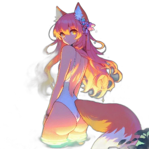 dress, creature, staff, dragon, fantasy art, concept art, anime, watercolor transparent PNG cut-out