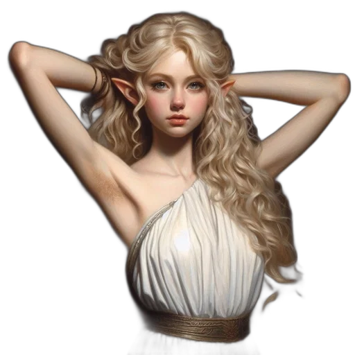 dress, hair, jewelry, crown, fantasy art, photorealistic, concept art, pixel art transparent PNG cut-out