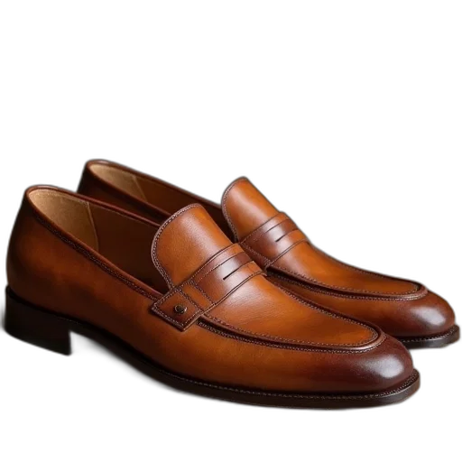 shoes, kenneth, brown, burnished, leather, slip, ons transparent PNG cut-out