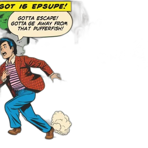 jacket, comic book art, amusing, comic, panel, features, startled, man transparent PNG cut-out