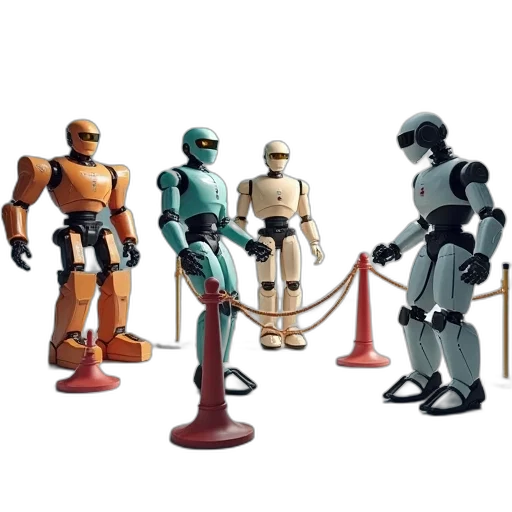 robot, staff, concept art, 3d render transparent PNG cut-out