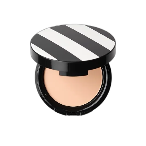 monochrome, compact, powder, black, white, striped, design, lid transparent PNG cut-out