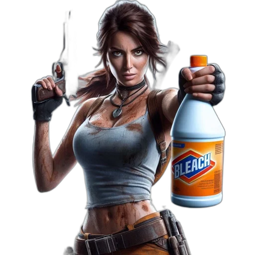 weapon, bottle, concept art, comic book art, photorealistic, fantasy art, female, character transparent PNG cut-out