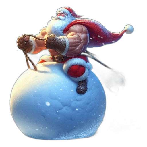 weapon, concept art, 3d render, fantasy art, santa, claus, rides, snowball transparent PNG cut-out