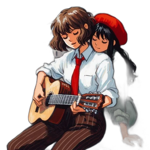 hat, pixel art, anime, concept art, cartoon, red, two, animated transparent PNG cut-out