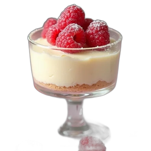 food, white, chocolate, raspberries, vanilla, cheesecake, glass transparent PNG cut-out