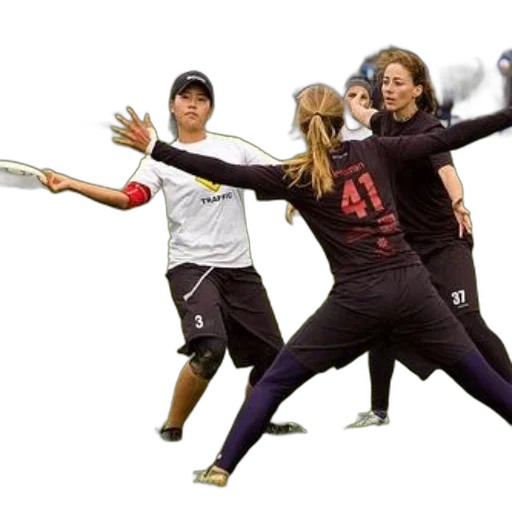 staff, group, women, playing, ultimate, frisbee, one, player transparent PNG cut-out