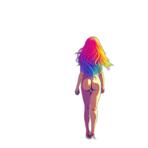 hair, dress, jacket, creature, pixel art, concept art, vaporwave, watercolor transparent PNG cut-out
