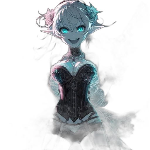 dress, mask, creature, robot, concept art, fantasy art, anime, watercolor transparent PNG cut-out