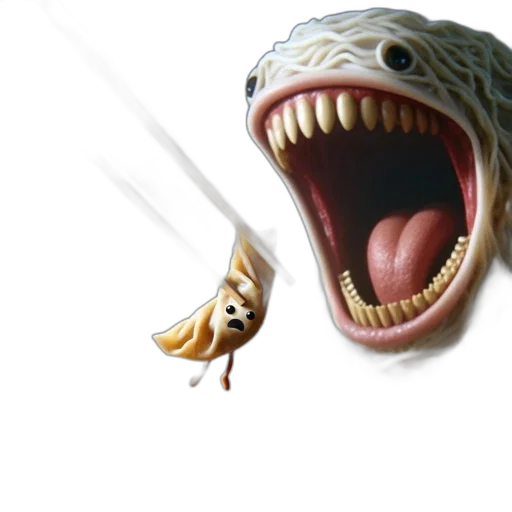 creature, animal, food, mask, concept art, 3d render, photorealistic, intimidating transparent PNG cut-out