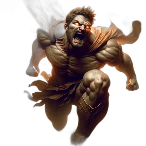concept art, comic book art, fantasy art, photorealistic, earth tones, imposing, muscular, figure transparent PNG cut-out