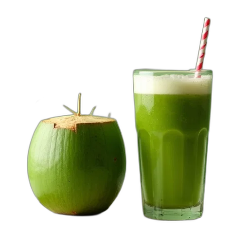 food, weapon, photorealistic, 3d render, green, coconut, drink, two transparent PNG cut-out