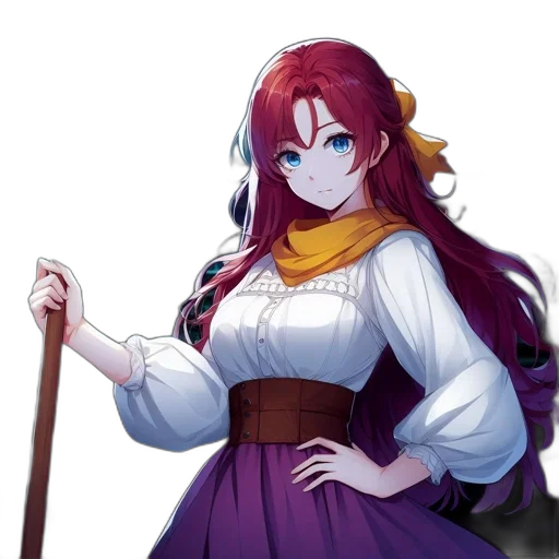 staff, sword, dress, weapon, anime, fantasy art, concept art, pixel art transparent PNG cut-out