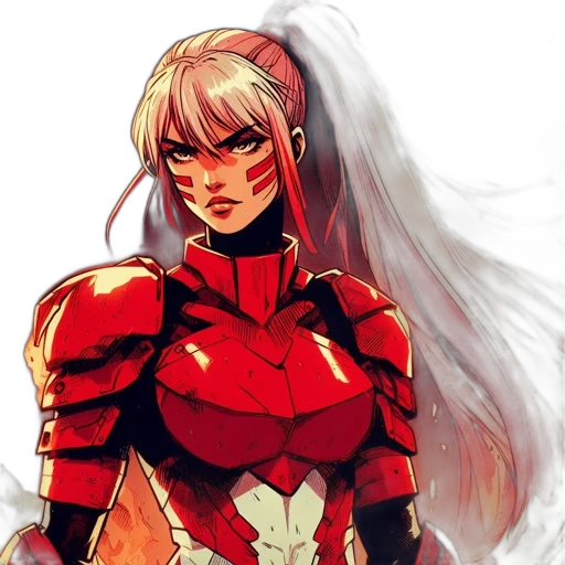 robot, comic book art, anime, concept art, fantasy art, red, colorful, animated transparent PNG cut-out