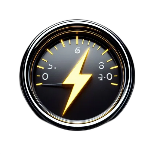 car, illustration, round, gauge, featuring, lit, lightning, bolt transparent PNG cut-out