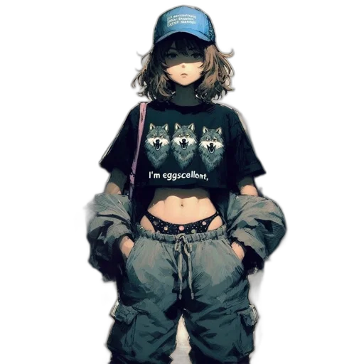 jacket, photorealistic, cyberpunk, 3d render, cartoon, young, female, figure transparent PNG cut-out
